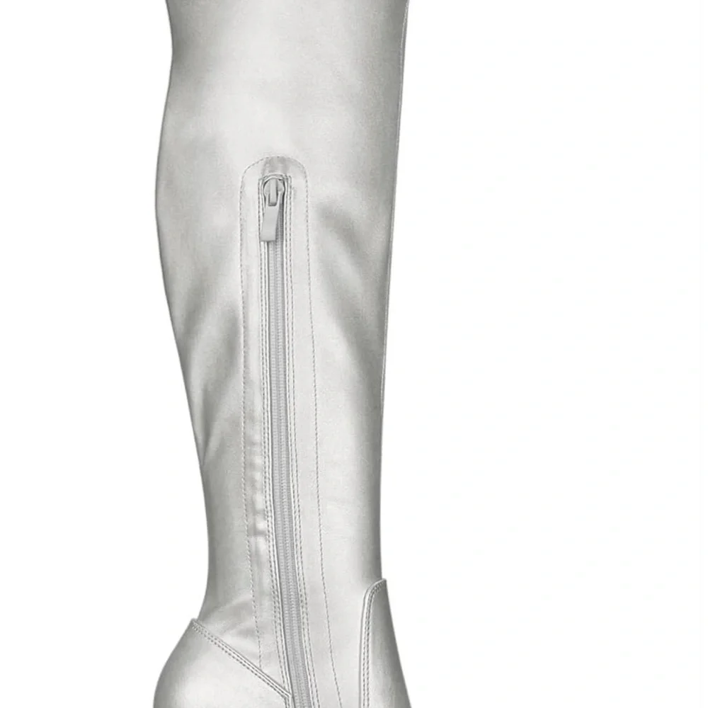 Allegra K Silver Over the Knee Boots